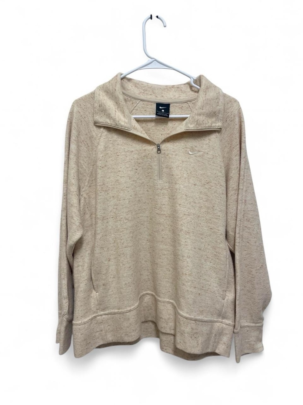 Nike Women’s Beige Quarter-Zip Pullover Sweatshirt Size L